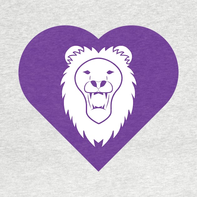 Lion Mascot Cares Purple by College Mascot Designs